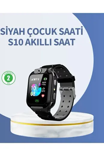 S10 Siyah Akıllı Çocuk Saati Anlık Konum Takibi ve Rota Geçmişi - MMMMMM2850-4094