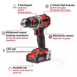 Einhell Professional TP-CD 18/50 Li-i BL Akülü Darbeli Vidalama Seti 4
