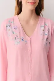 Pembe Puantiyeli Jane Gömlek Yaka Pijama Takımı 3