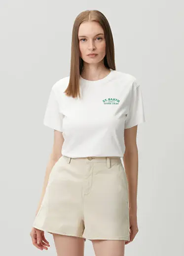 Emilie Beyaz Baskılı T-shirt