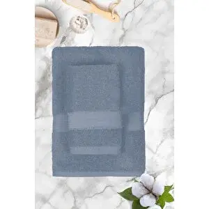 Mira Home Büyük Battal Boy 2'li Set Banyo Ve Hamam Havlusu %100 Pamuklu Denis İndigo İndigo