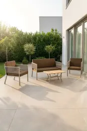 Upstyle Lido Bahçe & Balkon Oturma Takımı Cappucino Kahve 4