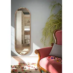 Nysamo 120 Cm Ceviz Oval Duvar Salon Antre Hol Koridor Mutfak Banyo Ofis Aynası