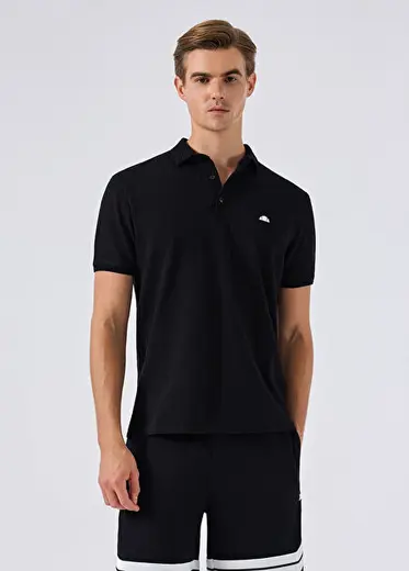 Siyah Polo Yaka Kısa Kollu Erkek T-shirt 6SM5062-BK