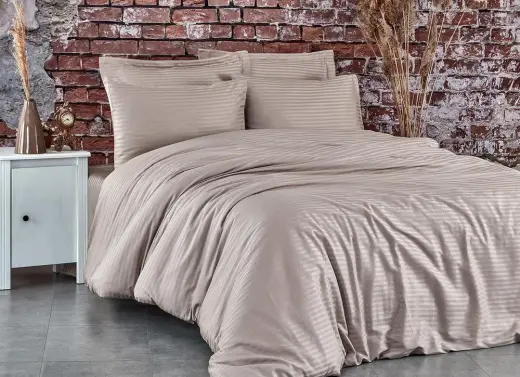 Komfort Home Çift Kişilik Çizgili Pamuk Saten Nevresim Takımı