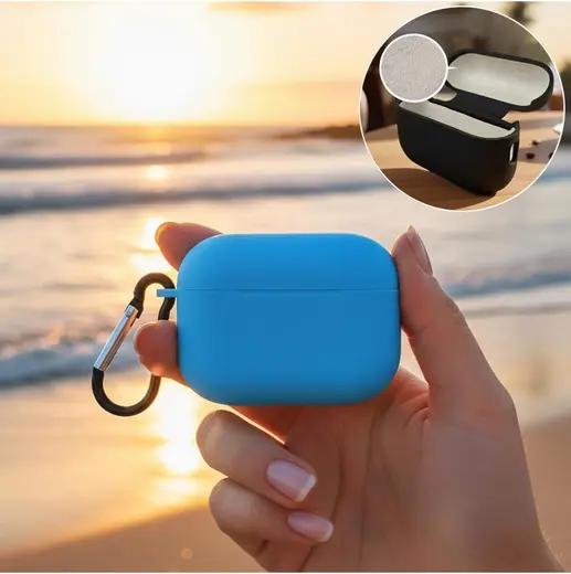 CaseOnn Kılıf Askı Aparatlı Lansman Mavi Mavi Apple AirPods Pro 2.Nesil ile uyumlu