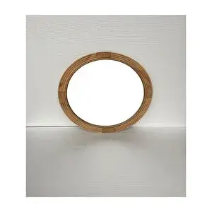 Ahşap Şeritli Yuvarlak Ayna 60cm