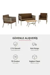 Upstyle Lido Bahçe & Balkon Oturma Takımı Cappucino Kahve 7