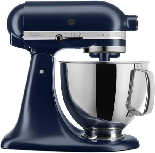 KitchenAid Artisan mutfak robotu, eğilebilir gıda işlemcisi, hamur yoğurma makinesi, 3 aksesuarlı ve paslanmaz çelik kaseli, 4,8 l, mürekkep mavisi