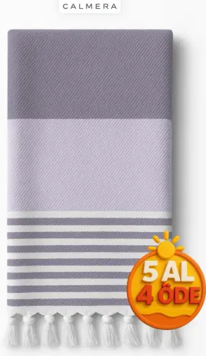 Calmera Natura Peştemal Pamuk - Doğal Saçaklı Plaj, Deniz, Havuz, Spa, Sauna, Spor, Seyahat Havlusu - Lila