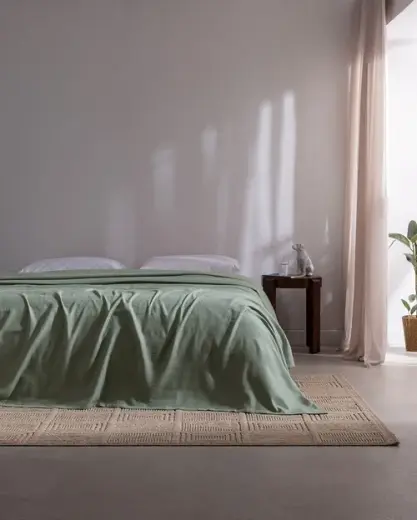 Mathilda King Size Pamuklu Ecocell Düz Pike - Haki