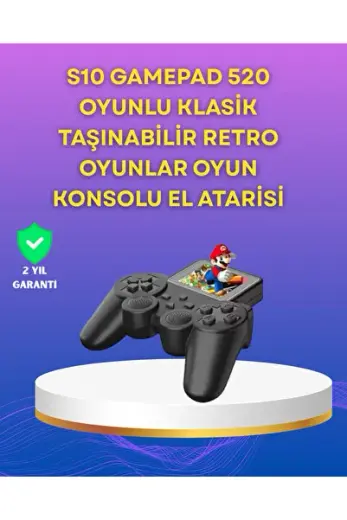 Mey İthalat® 2.4 İnç Ekranlı 500 Oyunlu Taşınabilir Retro Oyun Konsolu, Şarjlı El Tipi Mini