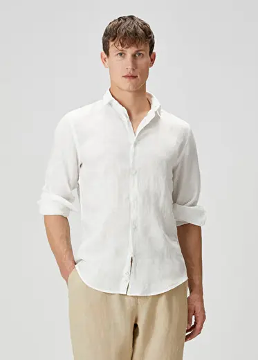 Camicia Beyaz Keten Gömlek