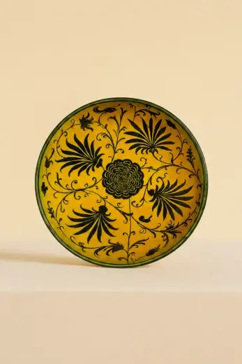 Selçuklu Stilize Çiçek Des. Sarı Tabak