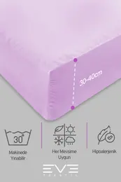 Eve Tekstil Fitted Yüksek Kaliteli Penye Kumaş Çift Kişilik Lastikli Çarşaf Lila 4