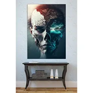 Mgi Design Parçalanmış Yüz Ve Deniz Manzarası Kanvas Tablo Psikolojik Sanat Modern Duvar Dekoru | Modern Duvar Dekoru | Salon, Yatak Odası Ve Ofis İçin | Sanatsal Ev Dekorasyonu 35x50 cm