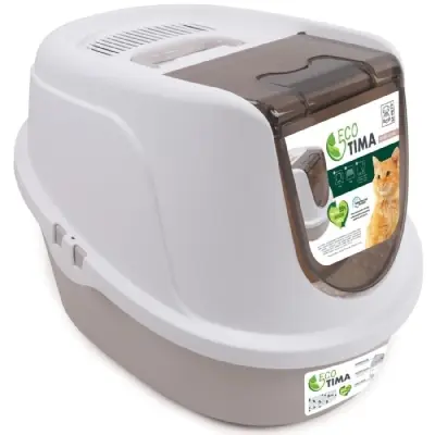 M-Pets Eco Tima Kapalı Kedi Tuvaleti 40x38x53cm (Bej) [M]