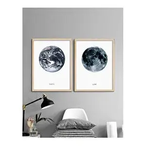 Vetro Design Dünya Ve Ay Tablo Set 21x30 Cm Natural