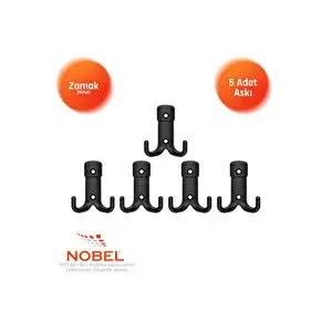 Nobel Kare Askı, Metal Vestiyer Askısı, Matsiyah, Duvar Ve Dolap Askılığı (5'li Set) Vidalı