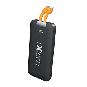 İxtech PB022 10.000 mAh PD 20W + QC 3.0 Dahili Type-C ve Lightning Kablolu Taşınabilir Şarj Aleti