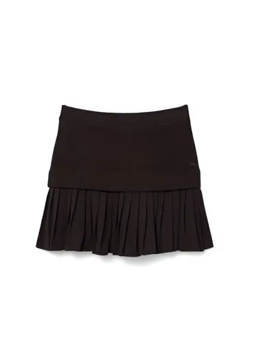 Kahverengi Pileli Kadın Mini Etek