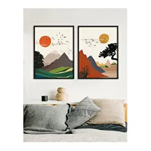 Vetro Design Renkli Manzara Tablo Set 40x50 Cm Siyah