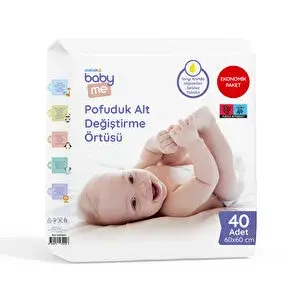 Pofuduk Alt Değiştirme Örtüsü 60x60 cm 40 adet