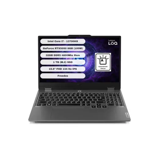 Lenovo Loq 15IRX10 GTI321 Intel Core I7 13700HX 32GB 1tb SSD RTX5050 Freedos 15.6" Fhd 83JE00WGTR