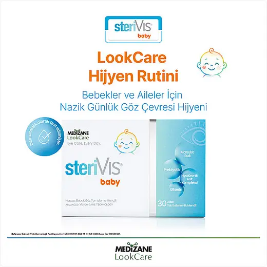 Medizane LookCare SteriVIS Baby Hassas Göz Temizleme Mendili 30lu