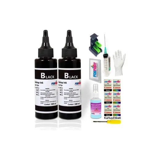Forprint Canon Uyumlu Bitmeyen Kartuş Mürekkep Seti Forprint 2X100ML Siyah