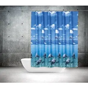 Zethome Banyo Perdesi 2x120x200 Çift Kanat Duş Perdesi Halka Hediyeli Duşakabin Perdesi 8852