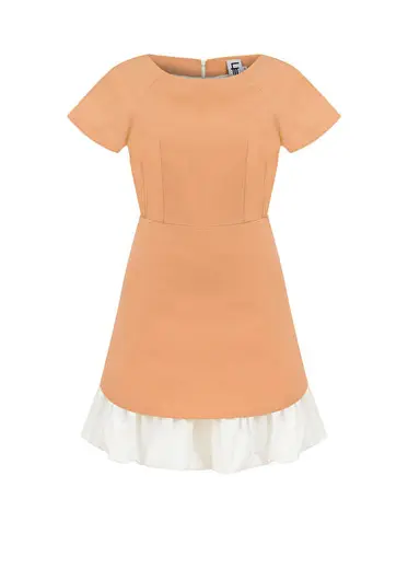 Clarisse Orange Kısa Kollu Kadın Mini Elbise