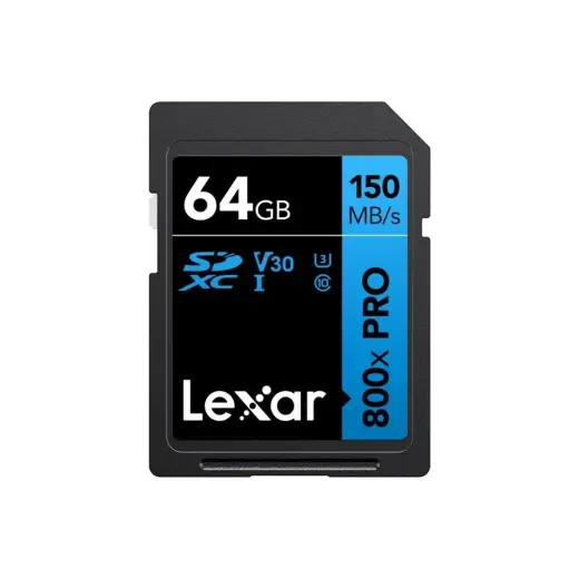 Lexar 64 GB 800X Pro 150 MB/S SDXC Hafıza Kartı V30 UHS-I Sınıf 10 Yüksek Okuma Hızı
