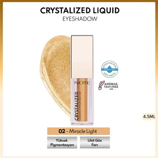 Note Crystalized Liquid Eyeshadow Göz Farı 02 Miracle Light