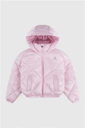Air Jordan Kız Çocuk Pembe Kapitone Kapüşonlu Şişme Mont