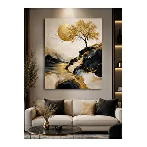 Mgi Design Lüks Altın Detaylı Soyut Manzara Kanvas Tablo | Modern Dekoratif Salon Koridor Duvar Tablosu | Modern Duvar Dekoru | Salon, Yatak Odası Ve Ofis İçin | Sanatsal Ev Dekorasyonu 50x70 cm