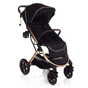 Street Bebek Arabası Emniyet Kemerli 360 Derece Dönebilen Tekerlek Tek Elle Katlanabilir 0-15 kg Siyah