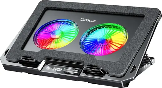 Classone GT102 Gaming Laptop Soğutucu, 2200rpm, Rgb Işıklı, Led Display, Notebook Soğutucu Stand