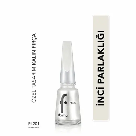 Flormar Pearly Yoğun Pigmentli ve Sedef Yansımalı Oje 201 Luxury White