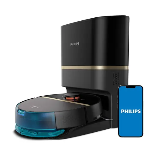 Die Grup Philips XU7100/01 Homerun 7100 Serisi Islak Kuru Moplu Toz Toplama Istasyonlu Robot Süpürge Siyah
