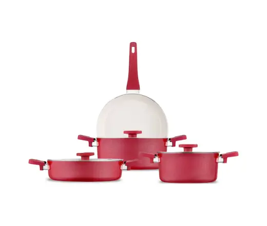 Jumbo Swiss Crystal Red 7 Parça Tencere Seti Kırmızı