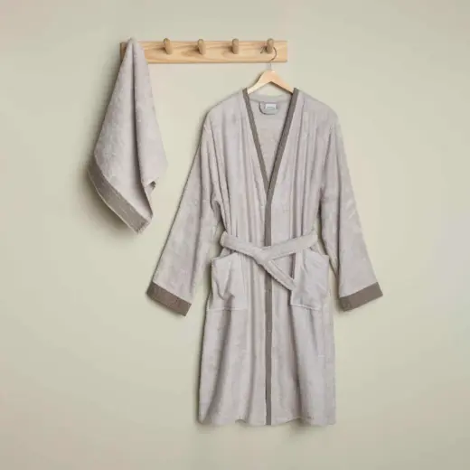Linens Tesso Bambu L/xl Bornoz Seti Stone