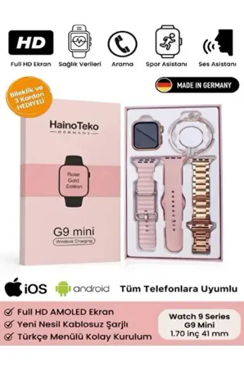 Çok Renkli Samsung Galaxy M02s Uyumlu G9 Mini Smart Watch 3 kordonlu ve bileklik hediyeli 2 Yıl 41