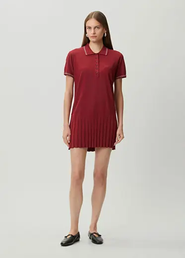 Madison Tennis Bordo Mini Polo Pike Elbise