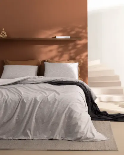 Alida King Size %100 Pamuk Ranforce Baskılı Çarşaflı Nevresim Takımı - Gri