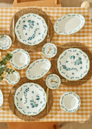 Ocaliptus Stoneware 52 Parça 12 Kişilik Kahvaltı Takımı Yeşil