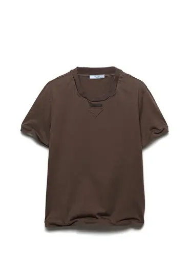 Kahverengi Kısa Kollu Kadın Jarse T-shirt