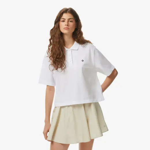 Converse Kadın Beyaz Polo Yaka T-Shirt