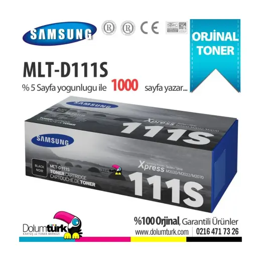 Samsung MLT-D111S Orjinal Toner Yazma Kapasitesi ile Xpress M2020 M2022 M2070 Uyumlu