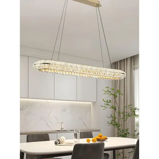 Apliqa Kyler Sıralı Gold 120 Watt Kristalli 3 Renkli Led Sarkıt Avize